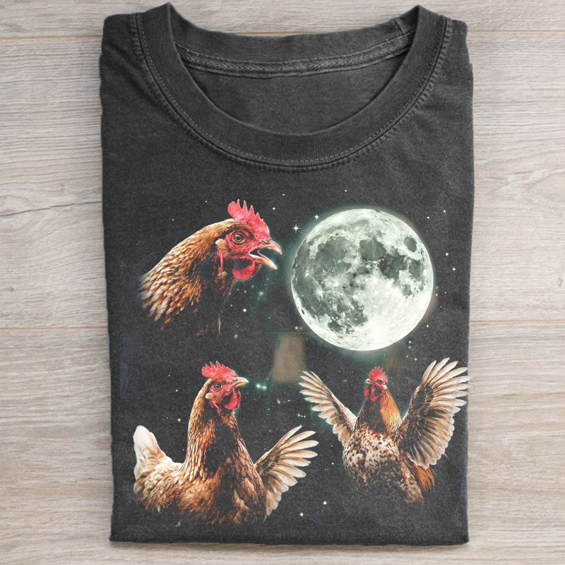 Chicken Howling at Moon Vintage 90s T-shirt