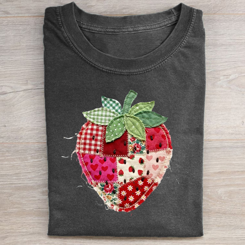 Faux Patchwork Strawberry T-shirt