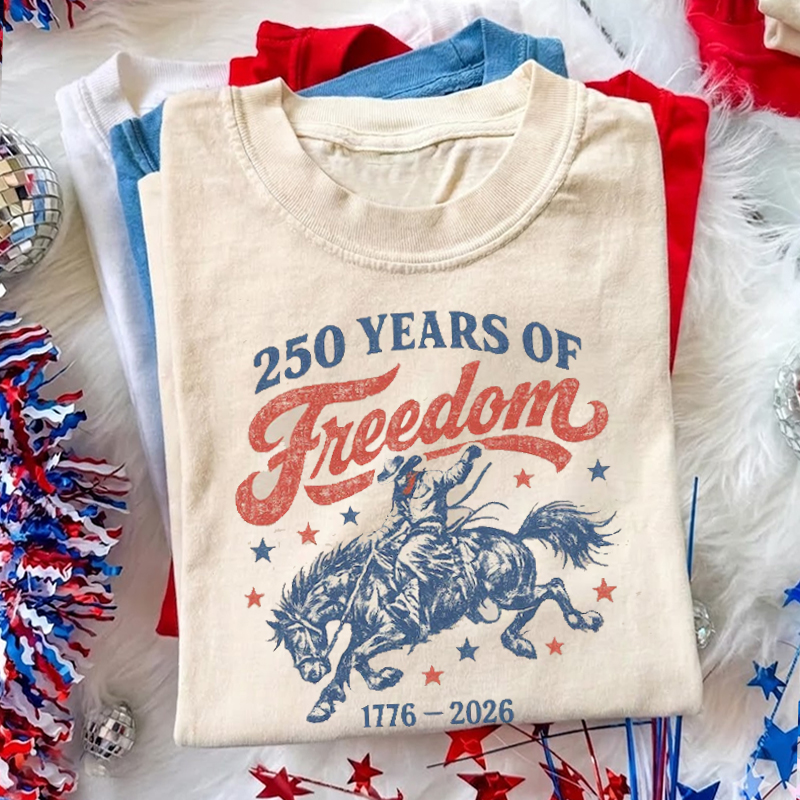 Retro 250 Years of Freedom Cowboy Horse T-shirt