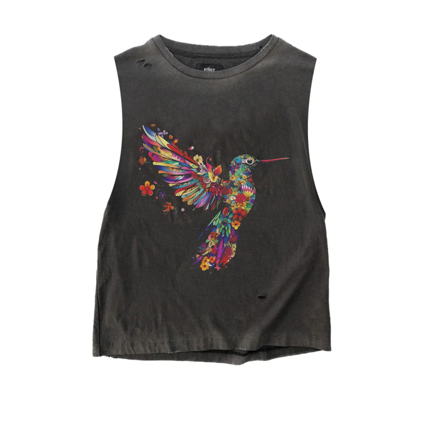 Floral Hummingbird Tank Top