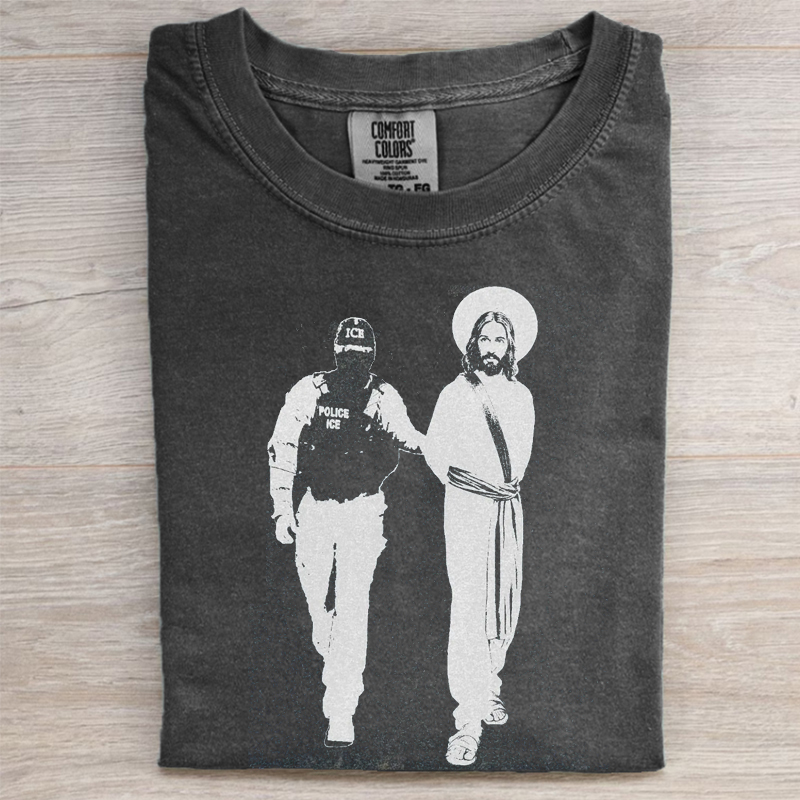 Vintage Anti ICE Jesus Arrested Parody T-shirt