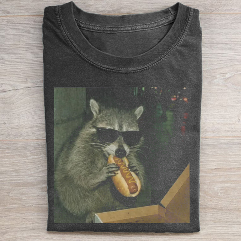 Raccoon Eating Hot Dog T-shirt