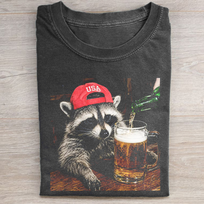 Funny Raccoon Beer Patriotic T-shirt