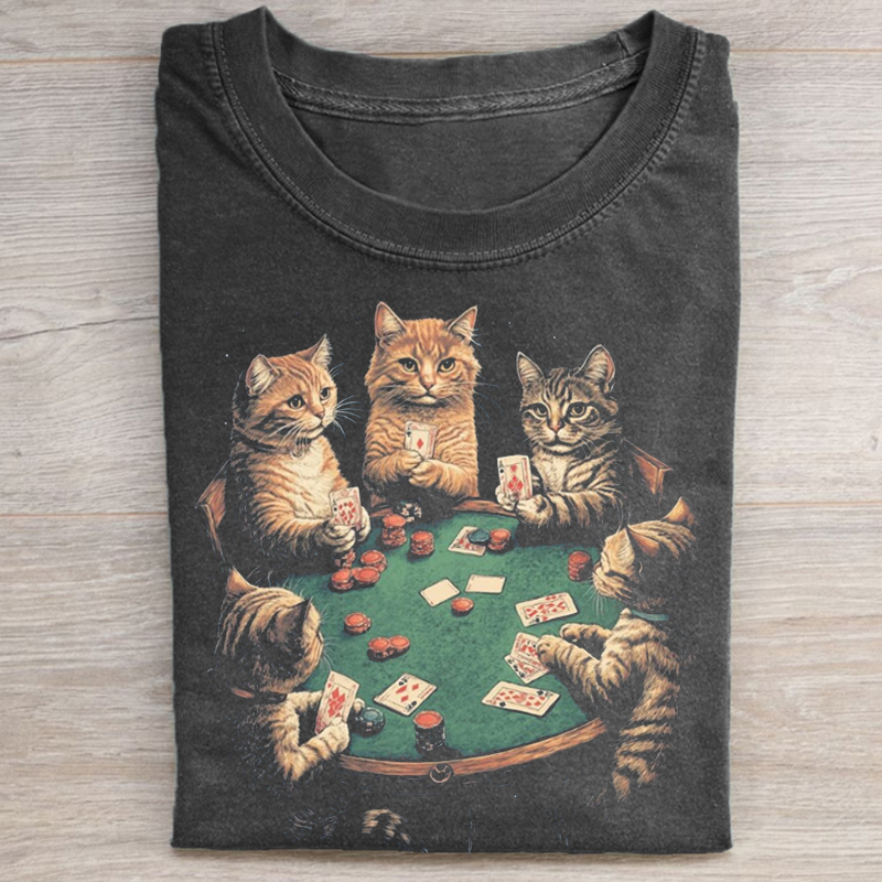 Vintage 90s Poker Cats T-shirt