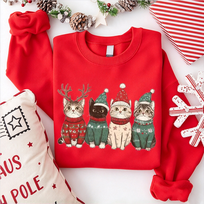Cute Cat Christmas Sweatshirt 