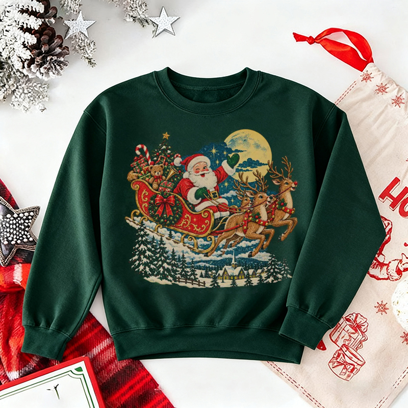 Vintage Santa Sleigh Christmas Sweatshirt