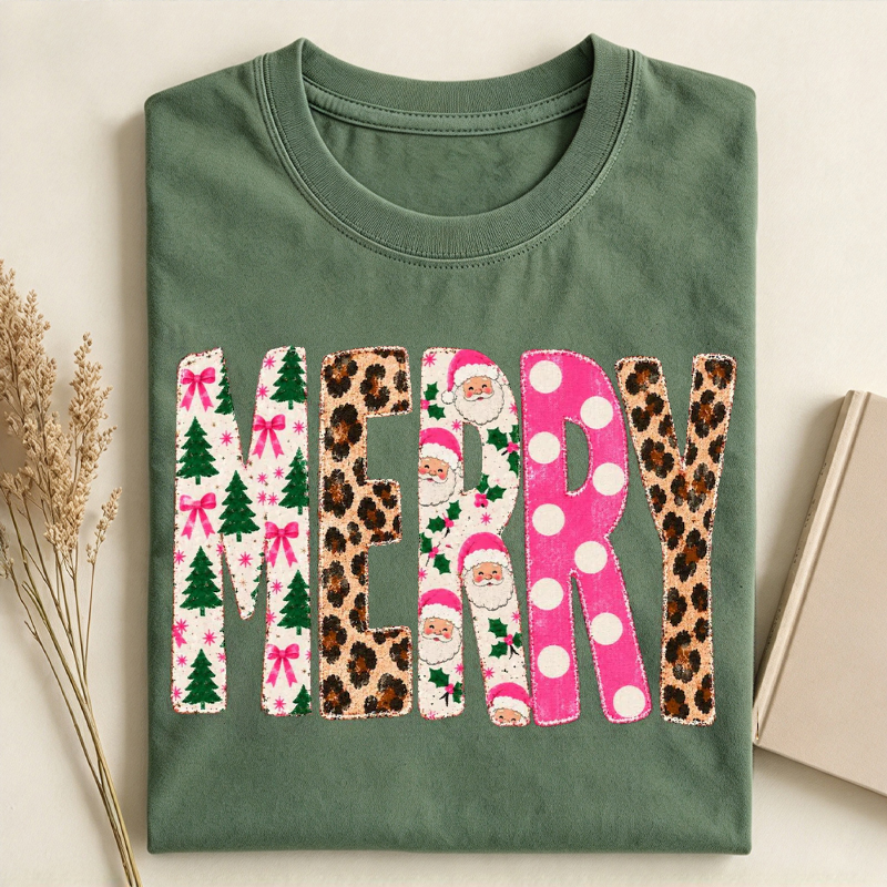 Preppy Pink Merry Christmas Shirt