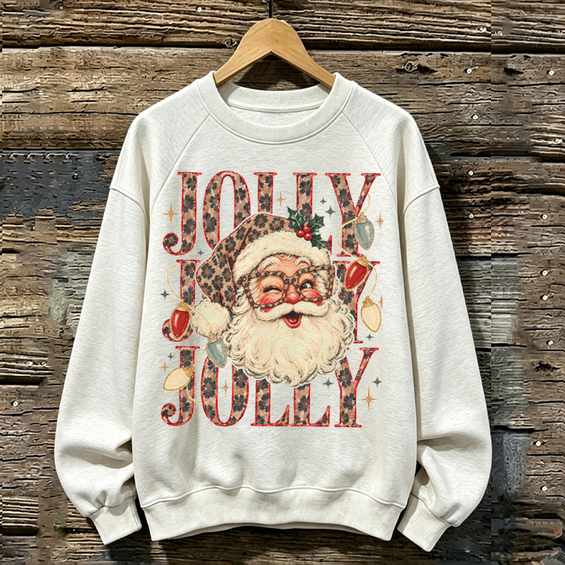 Retro Leopard Jolly Santa Sweatshirt