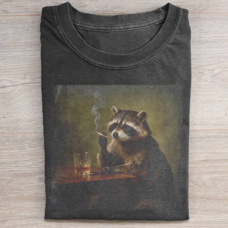 Retro Smoking Raccoon T-shirt