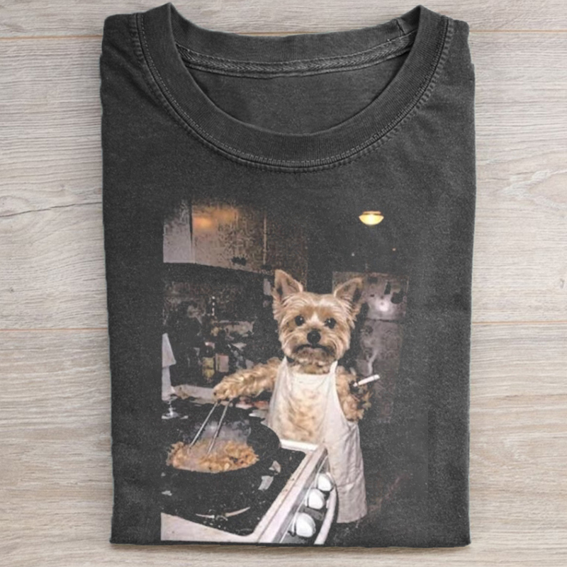 Yorkie Cooking Vintage Graphic T-shirt