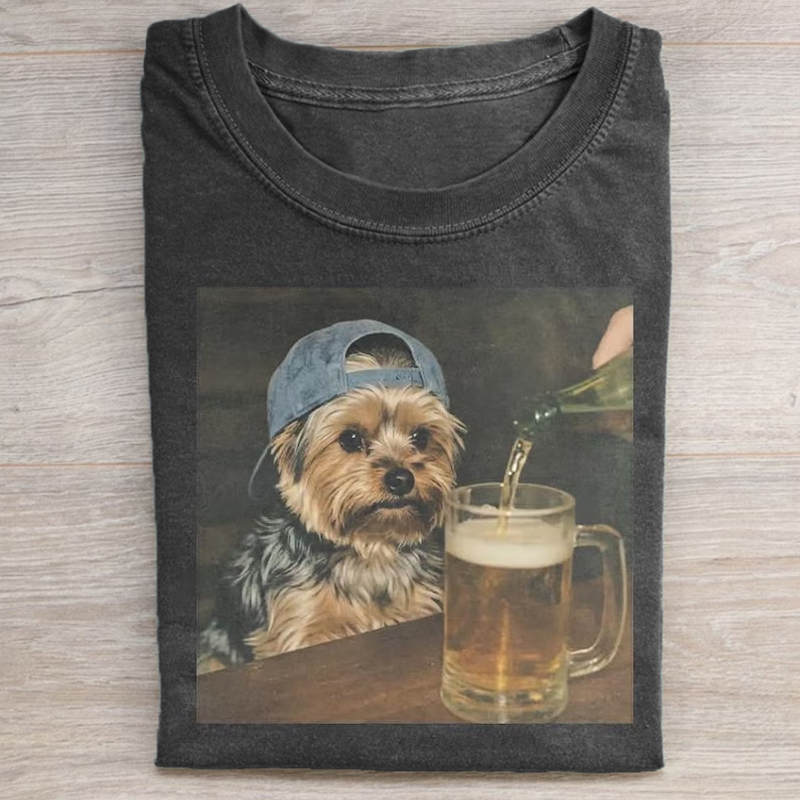 Funny Yorkie Drinking T-shirt