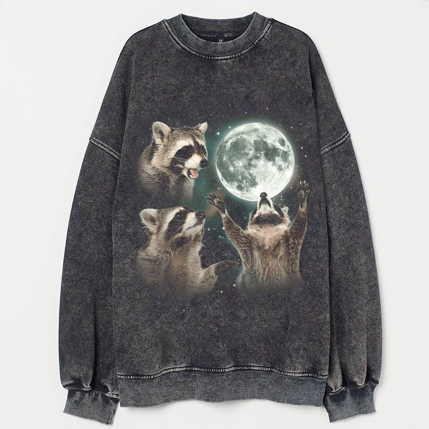 Racoons howling at the Moon  Vintage Sweatshirt
