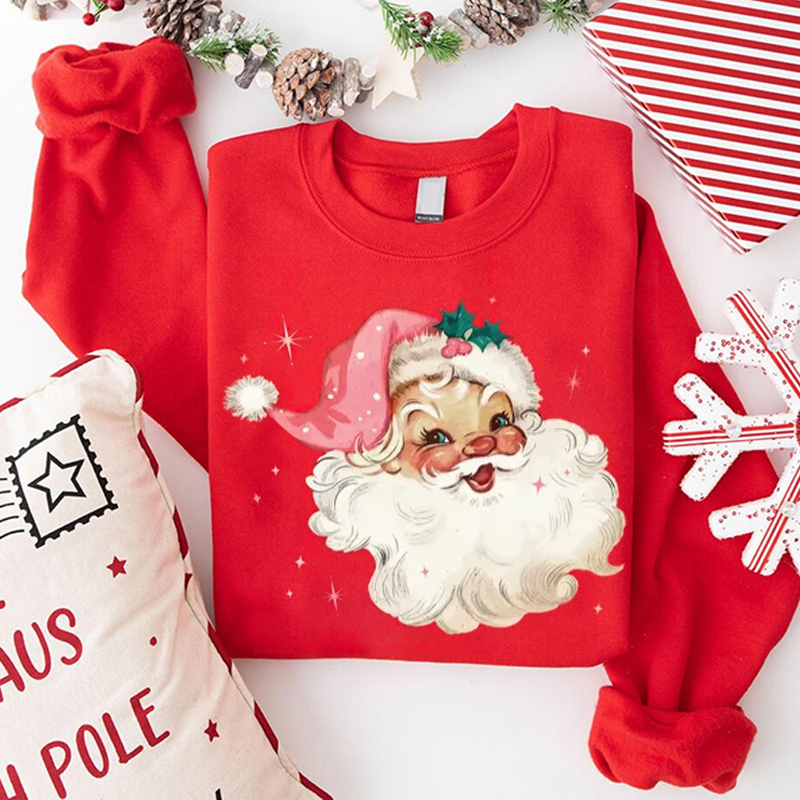  Retro Pink Santa Christmas Sweatshirt
