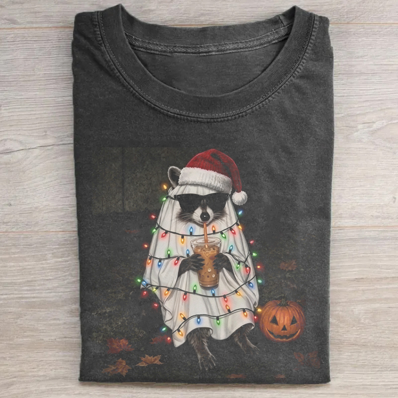 Funny Ghost Raccoon Christmas Shirt 