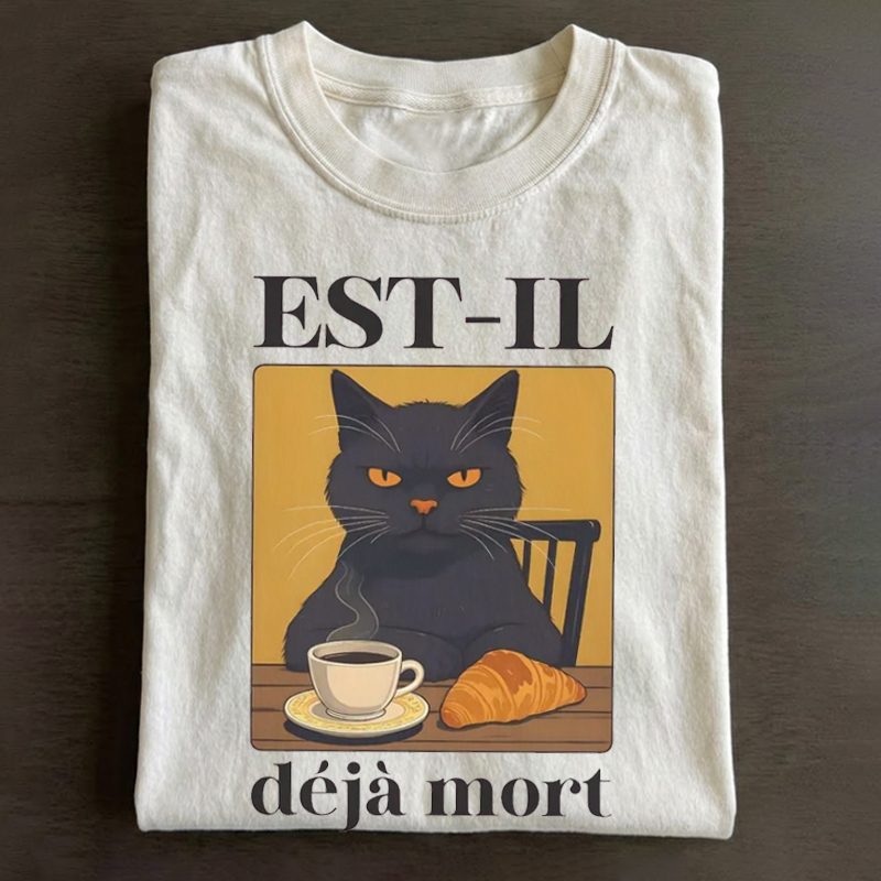 French Cat with Hidden Message T-shirt
