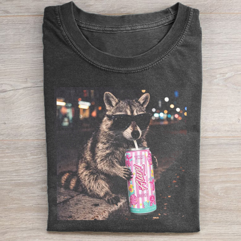 Raccoon Cotton Candy Drink T-shirt