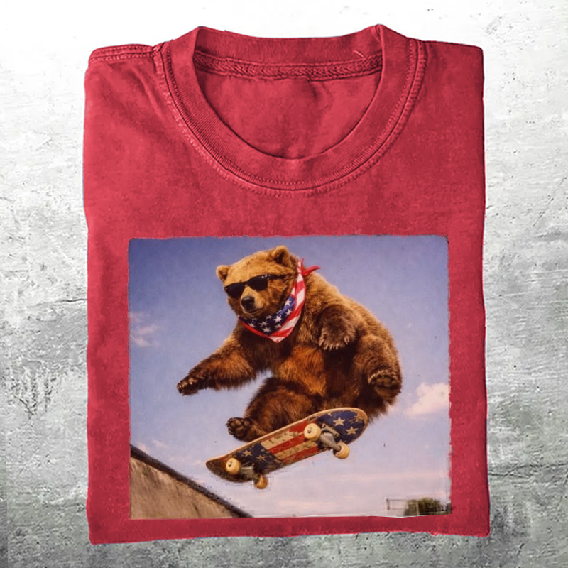 Bear Skateboard 4th of July T-shirt