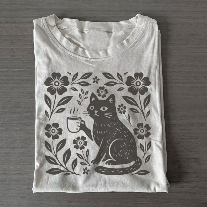 Boho Cat Coffee Lover T-shirt