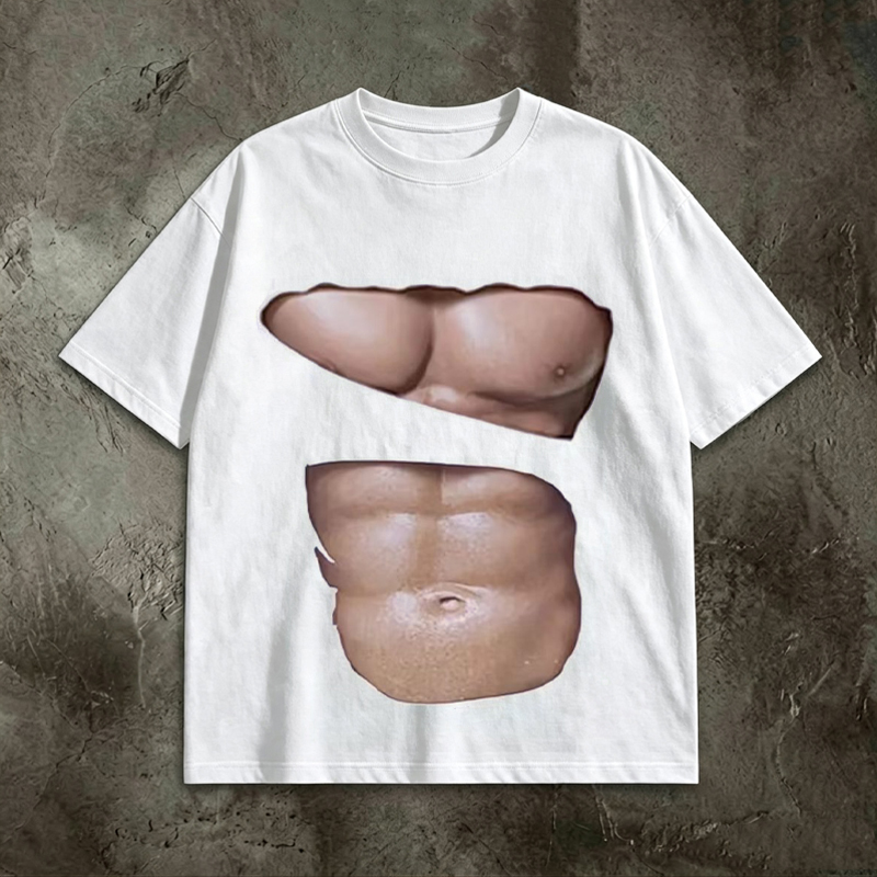Funny Gym Bro Muscle Illusion Graphic T-Shirt