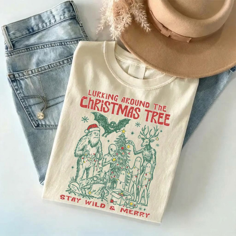 Lurking Around The Christmas Tree Cryptid Creatures shirt
