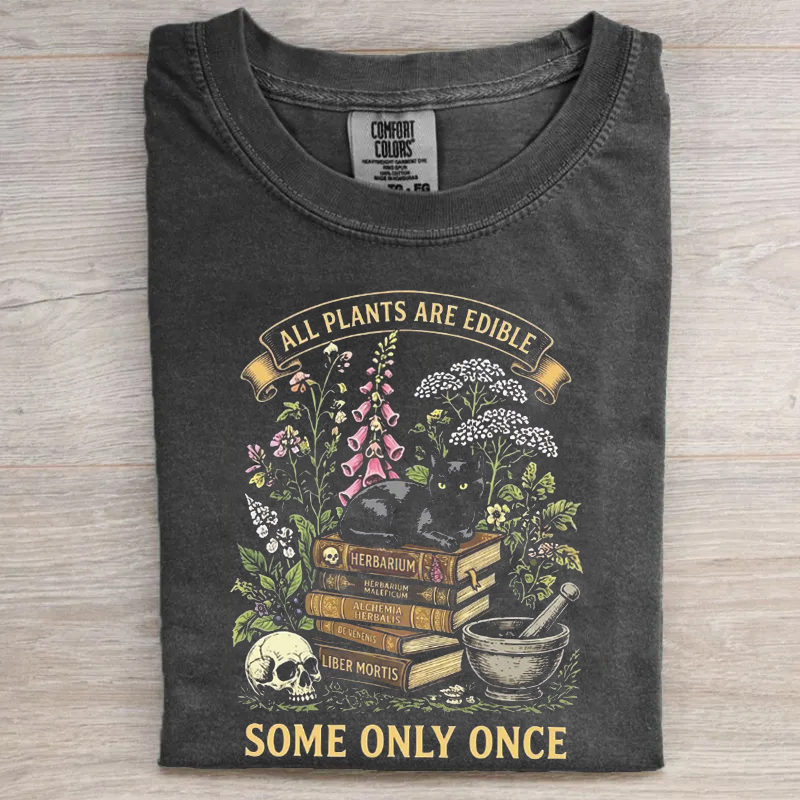 Funny Botanical Skull And Cat Shirt