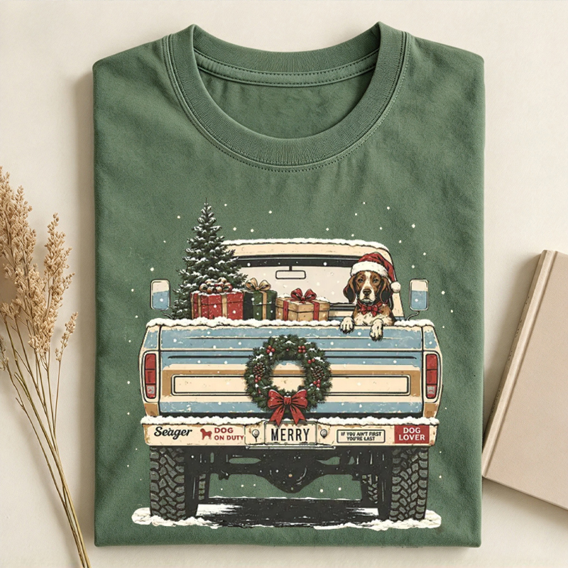 Christmas Pickup Truck with Dog Shirt