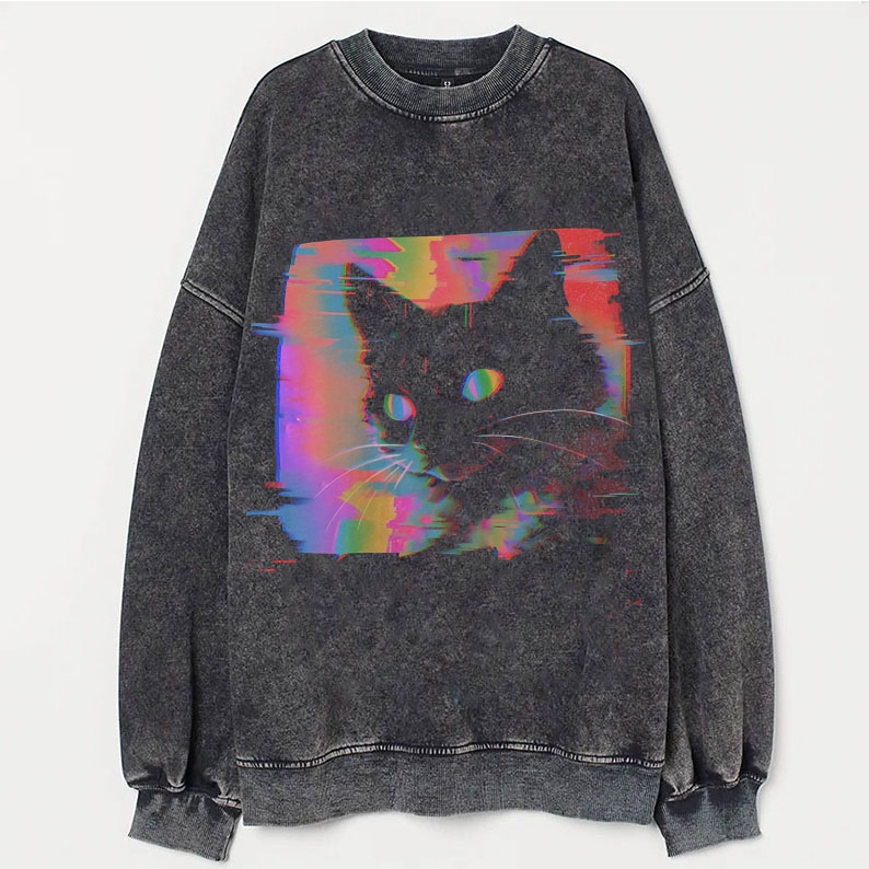 Psychedelic Weirdcore Cat Sweatshirt