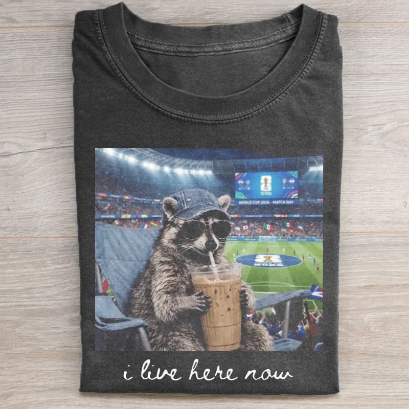 I Live Here Now Raccoon T-shirt