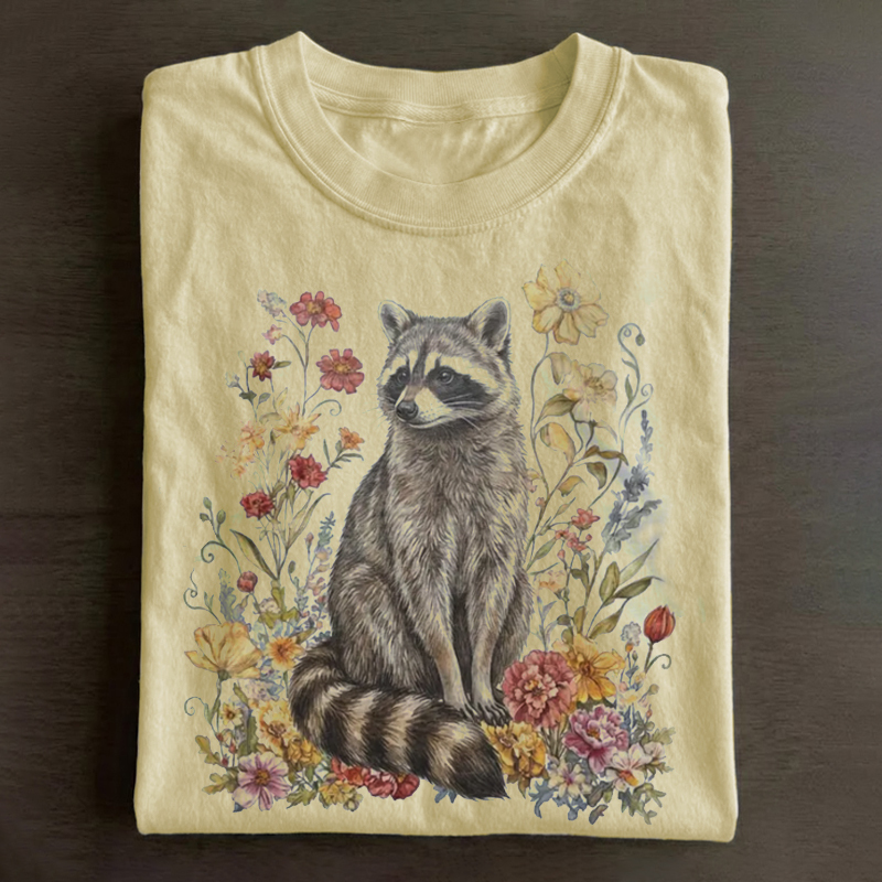 Vintage Floral Raccoon T-shirt