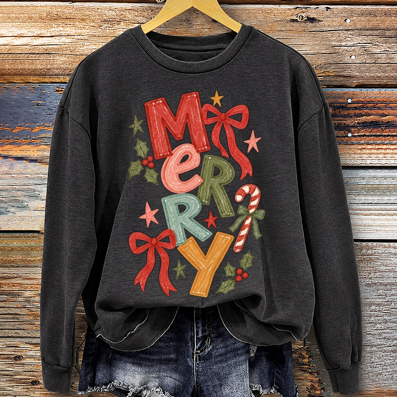 Trendy Hand Drawn Preppy Christmas Sweatshirt