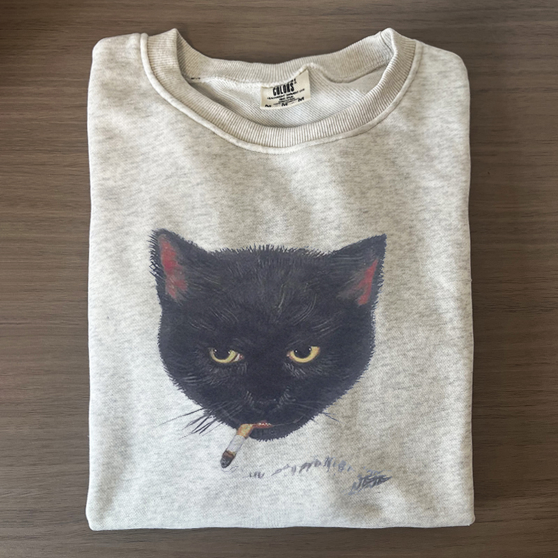 Smoking cat graphic T-shirt/Sweatshirt