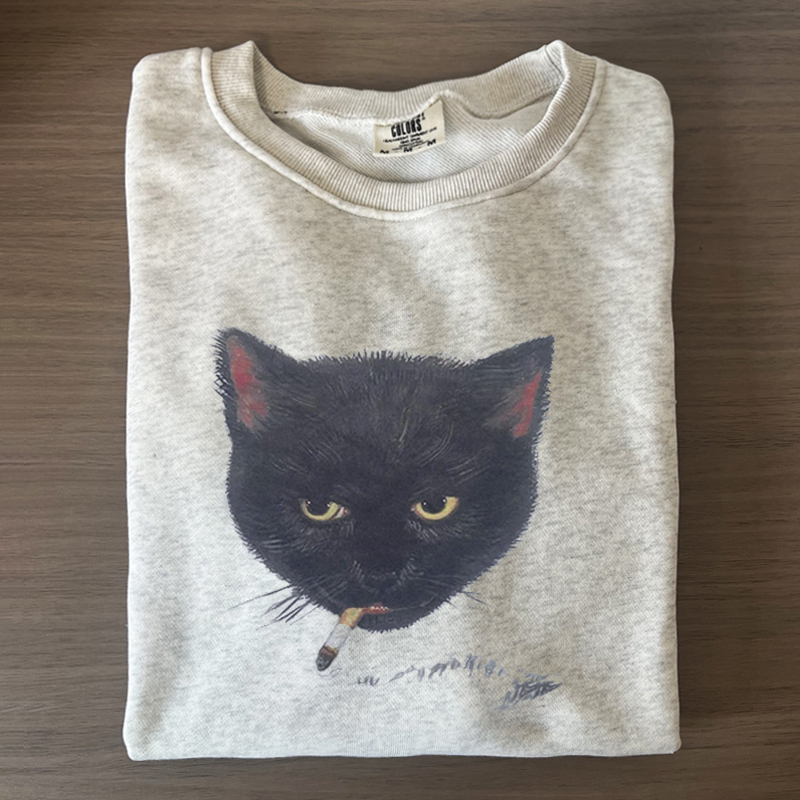 Smoking cat graphic T-shirt/Sweatshirt