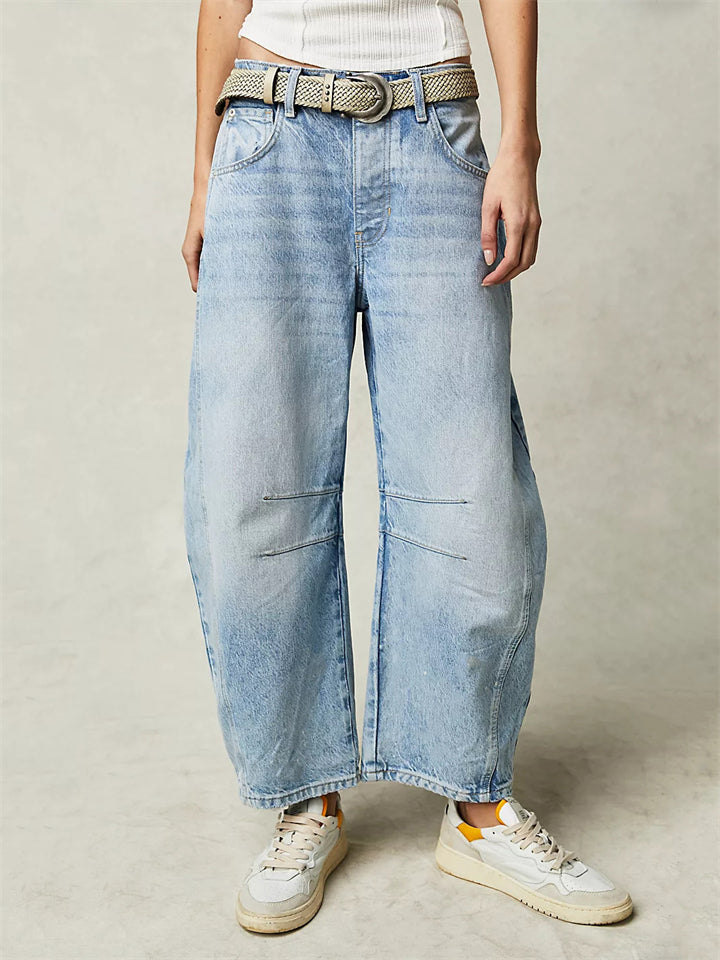 Women's Stylish Low Rise Barrel Jeans