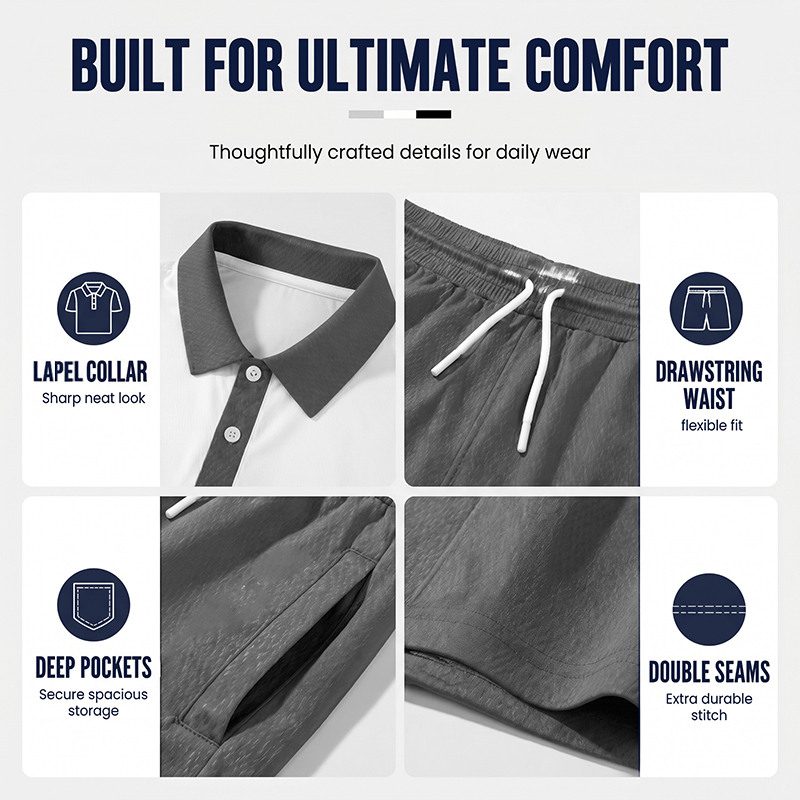 Men's Two-Piece Shirt and Shorts Set