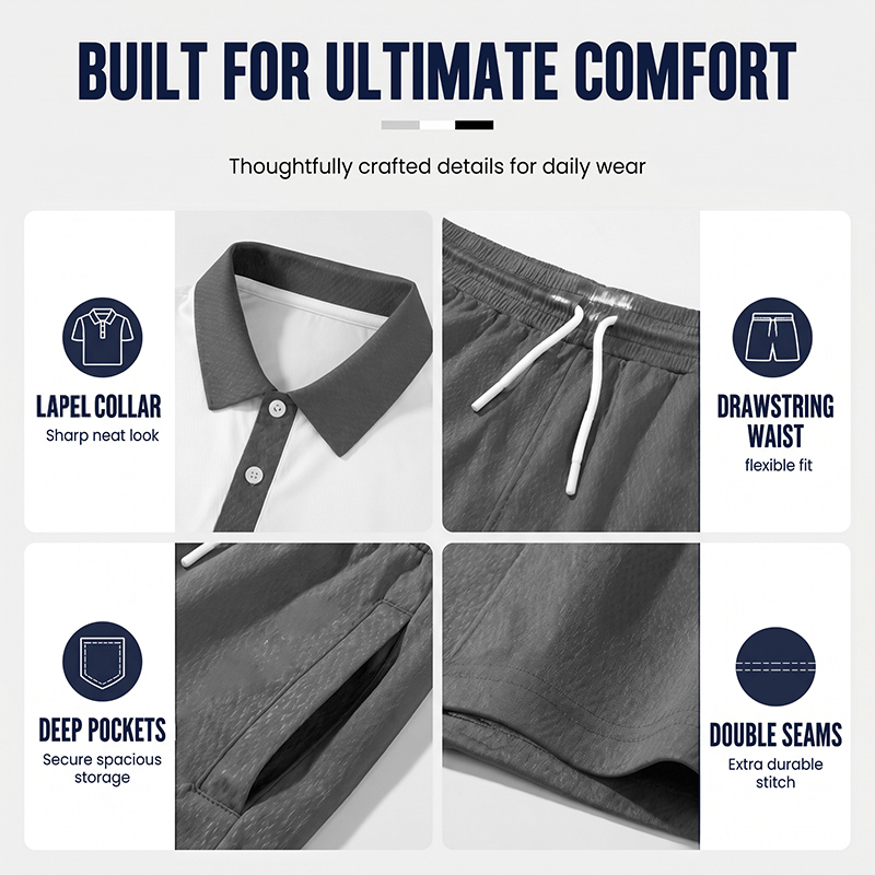 Men's Two-Piece Shirt and Shorts Set