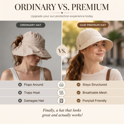 👒Women's Breathable Adjustable Ponytail Sun Hat
