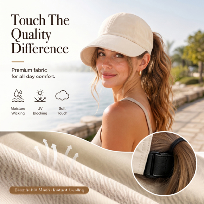 👒Women's Breathable Adjustable Ponytail Sun Hat