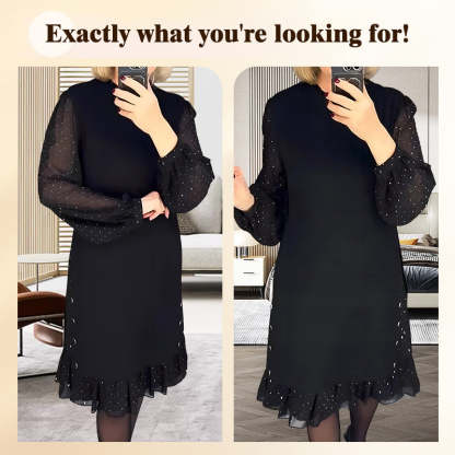 🔥Round Neck Dresses With Plain Rhinestones For Women