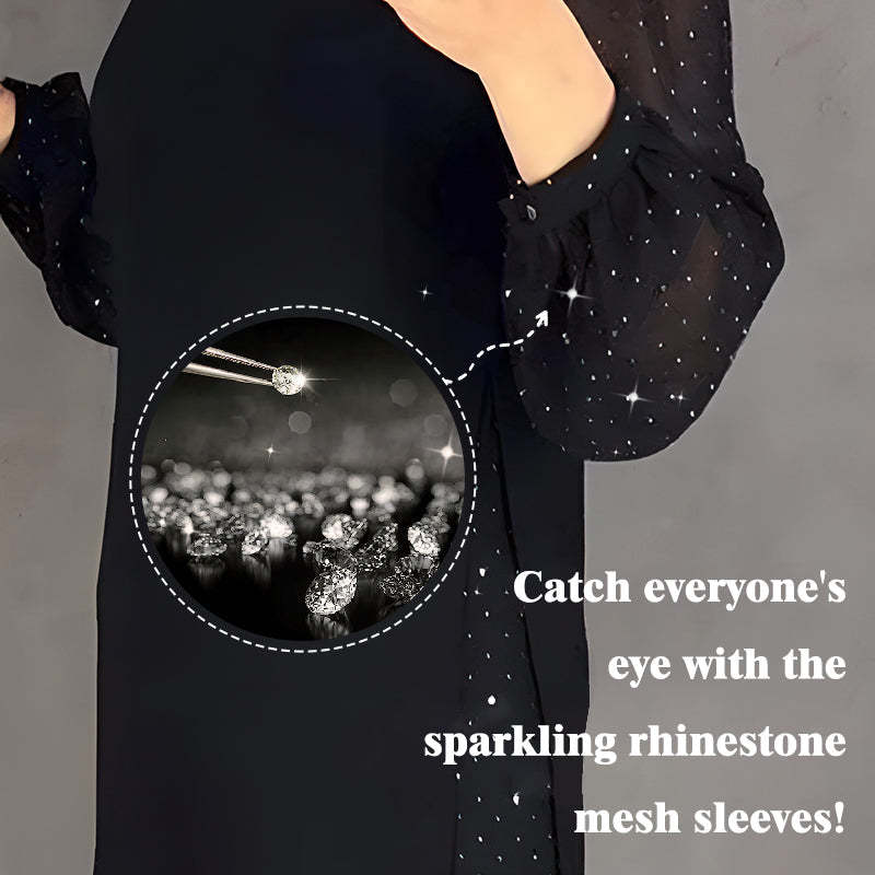 🔥Round Neck Dresses With Plain Rhinestones For Women