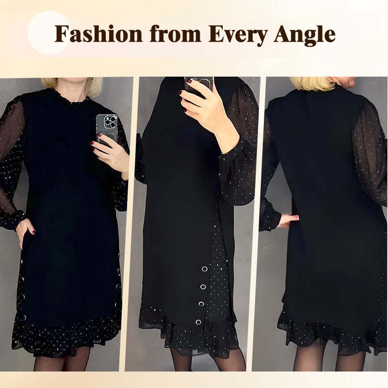 🔥Round Neck Dresses With Plain Rhinestones For Women