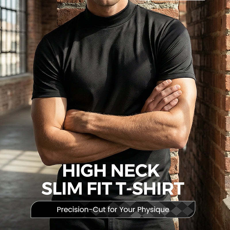 🔥All Colors 💖 Men's High Neck Slim Fit T-shirt