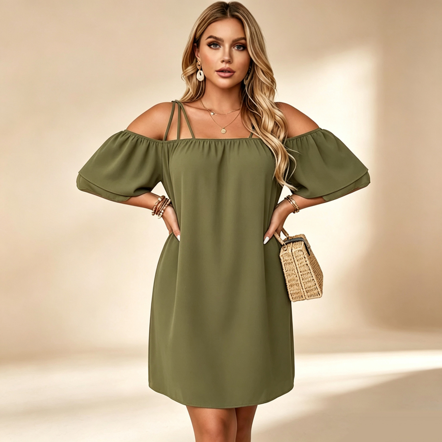 👗 Women's Elegant Solid Color Mini Dress