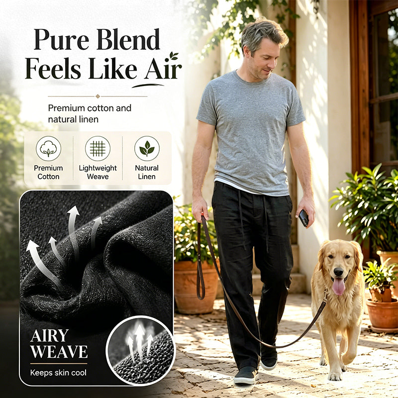 👖 LMen's Casual Pants – Elastic Waist, Cotton Blend, Relaxed Fit 🍂