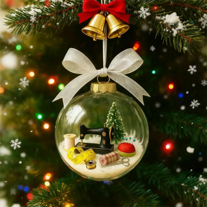 🎄  Holiday Sewing Snow Globe -DIY Craft Ornament with Glitter & Mini Figures, Festive Decor for Tree or Gift 🧵📦