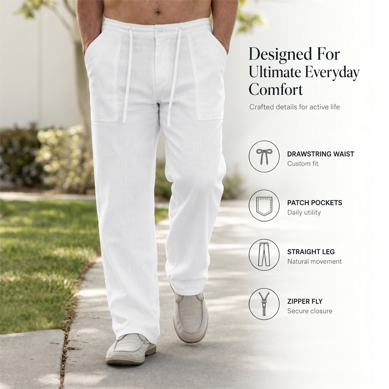 👖 LMen's Casual Pants – Elastic Waist, Cotton Blend, Relaxed Fit 🍂