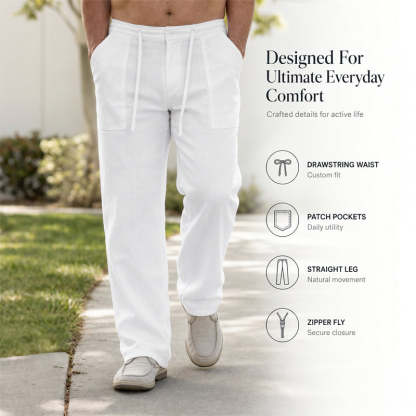 👖 LMen's Casual Pants – Elastic Waist, Cotton Blend, Relaxed Fit 🍂