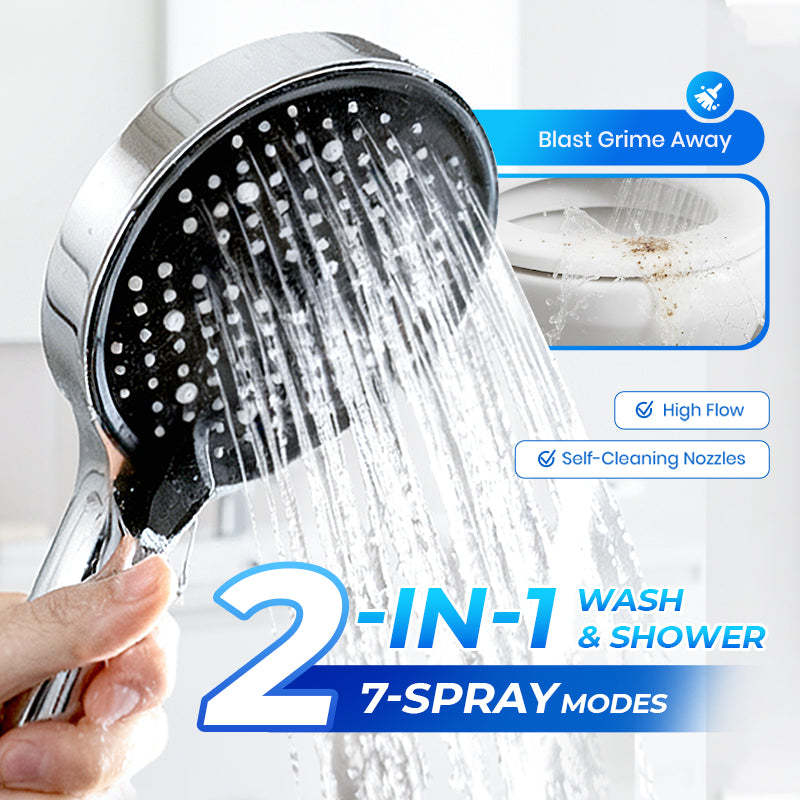 🚿High-Pressure Rainfall Shower Head - 360° Adjustable Angle, Easy-Cle