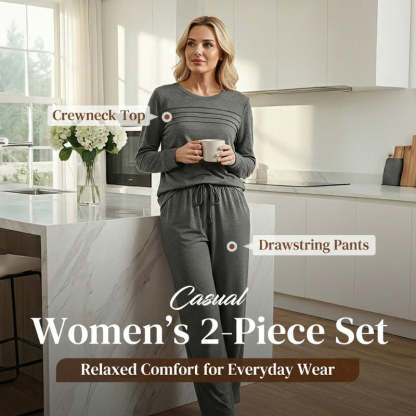 💐Women's Crew Neck Top & Drawstring Pants Set