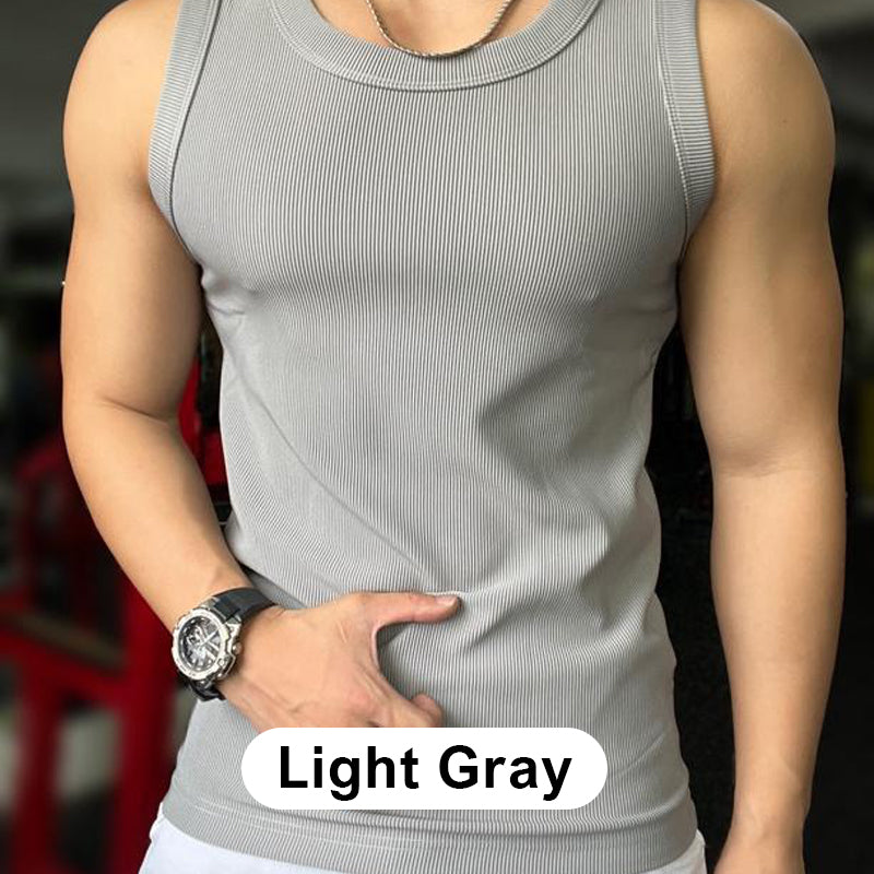 🎉🛍️Men's Summer Essentials-Buy 3 Get 2 Free🎽Round Neck Quick-Drying Stretchy Slim Tank Top