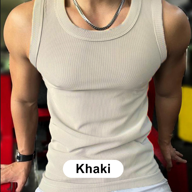 🎉🛍️Men's Summer Essentials-Buy 3 Get 2 Free🎽Round Neck Quick-Drying Stretchy Slim Tank Top